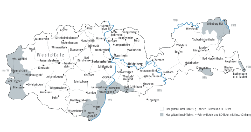 Gültigkeitsgebiet des Einzel-Ticket Fahrrad